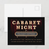 Uitnodiging Cabaret Night Birthday Party (Voorkant / Achterkant)
