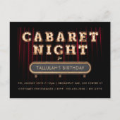 Uitnodiging Cabaret Night Birthday Party (Voorkant)