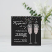 Uitnodiging Champagne & Bubbles Engagement Party (Staand voorkant)