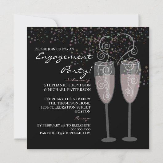 Uitnodiging Champagne & Bubbles Engagement Party (Voorkant)