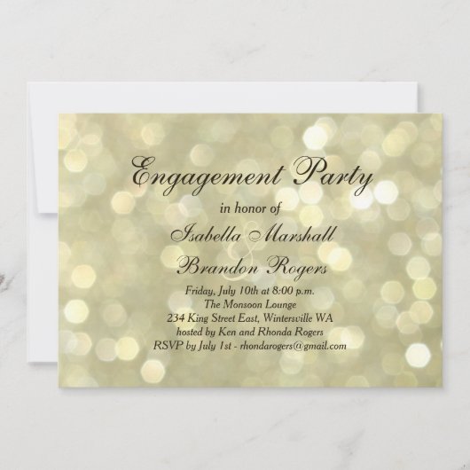 Uitnodiging Champagne Bubbles Engagement Party (Voorkant)
