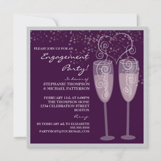 Uitnodiging Champagne & Bubbles Engagement Party (Voorkant)
