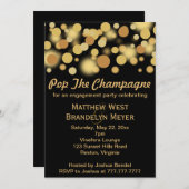 Uitnodiging Champagne Bubbles Engagement Party (Voorkant / Achterkant)