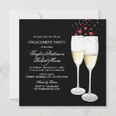 Uitnodiging Champagne & Heart Engagement Party (Voorkant)