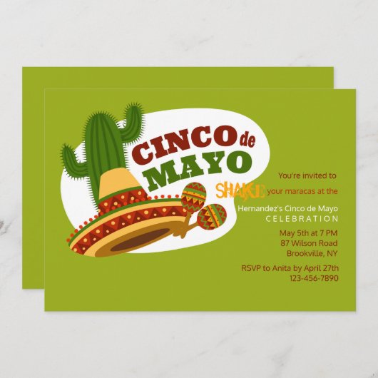 Uitnodiging Cinco de Mayo Day (Voorkant / Achterkant)