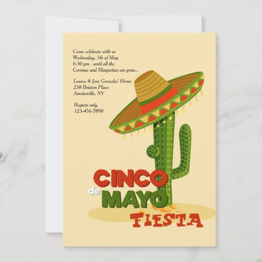 Uitnodiging Cinco de Mayo Sombrero (Voorkant)