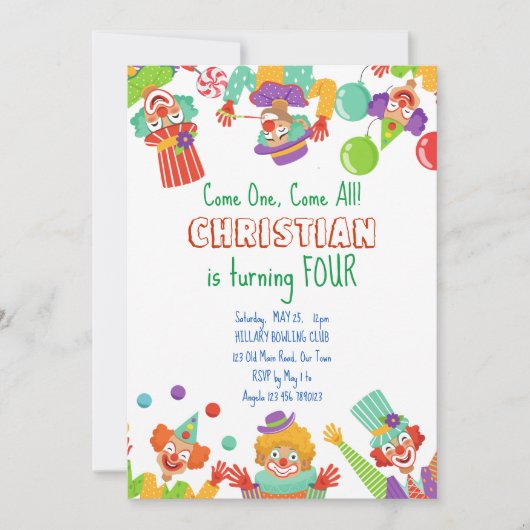 Uitnodiging circusfeest (Voorkant)