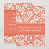 Uitnodiging Coral Damask 10-jarig jubileumfeest (Voorkant / Achterkant)