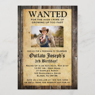 Uitnodiging Cowboy Party GEWENSTE INVITATIE