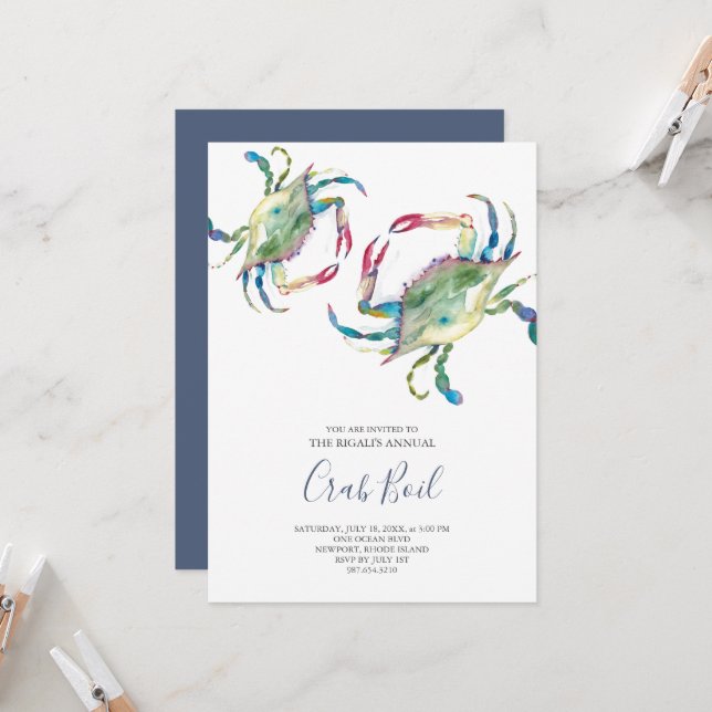 Uitnodiging Crab Boil Summer (Voorkant / Achterkant in situ)