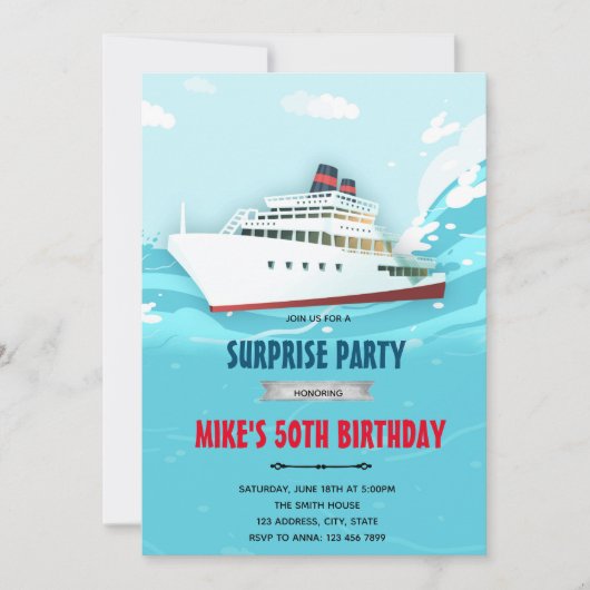 Uitnodiging cruise scheepsfeest (Voorkant)