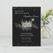 Uitnodiging Crystal Queen Crown verjaardag (Staand voorkant)