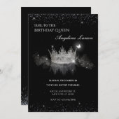 Uitnodiging Crystal Queen Crown verjaardag (Voorkant / Achterkant)