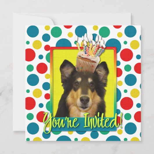 Uitnodiging Cupcake - Collie - Caroline (Voorkant)