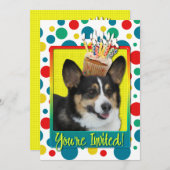 Uitnodiging Cupcake - Corgi (Voorkant / Achterkant)