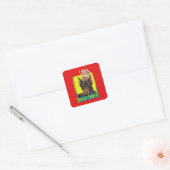 Uitnodiging Cupcake - Doberman - Rood - Rocky Vierkante Sticker (Envelop)
