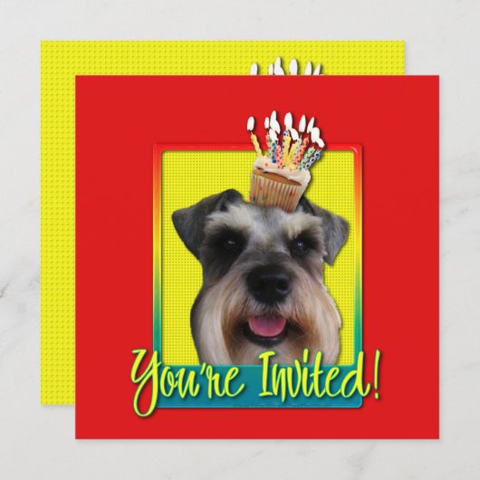 Uitnodiging Cupcake - Schnauzer (Voorkant / Achterkant)