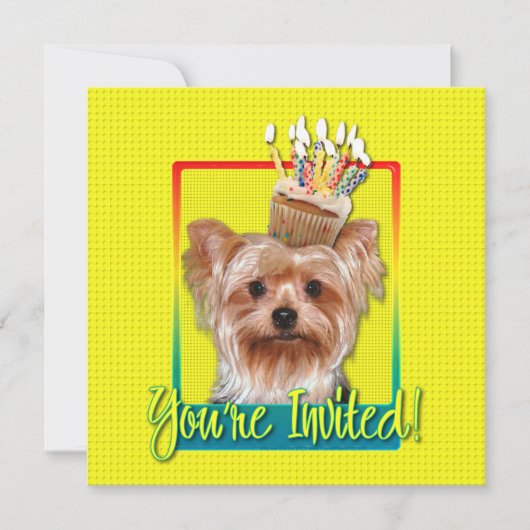 Uitnodiging Cupcake - Yorkshire Terrier (Voorkant)