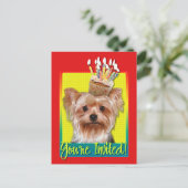 Uitnodiging Cupcake - Yorkshire Terrier Briefkaart (Staand voorkant)