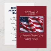 Uitnodiging dag wapendag, vlag op rood, Wh (Voorkant / Achterkant)