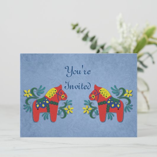 Uitnodiging Dala Horse Party (Staand voorkant)