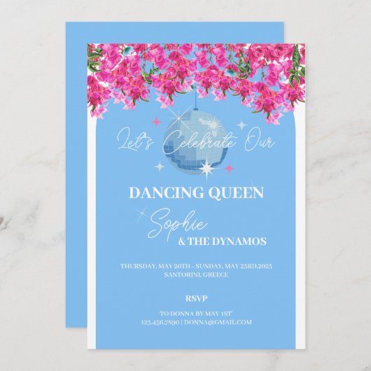 Uitnodiging DansQueen Bachelorette Weekend (Voorkant / Achterkant)