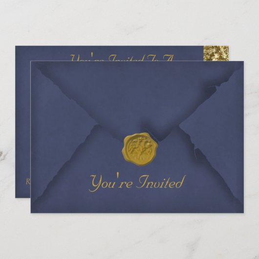 Uitnodiging Deep Blue Feest (Voorkant / Achterkant)