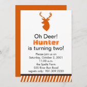 Uitnodiging Deer Birthday (Voorkant / Achterkant)