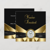 Uitnodiging Diamanten Sieraad Zwart Goud (Voorkant / Achterkant)