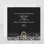 Uitnodiging Diamond Jewel Black White Zebra (Achterkant)