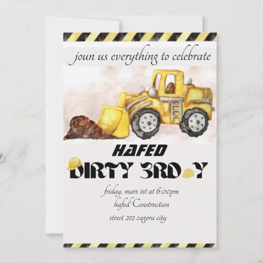 Uitnodiging Dirty 3rd-Y derde verjaardag Uitnodigi (Voorkant)