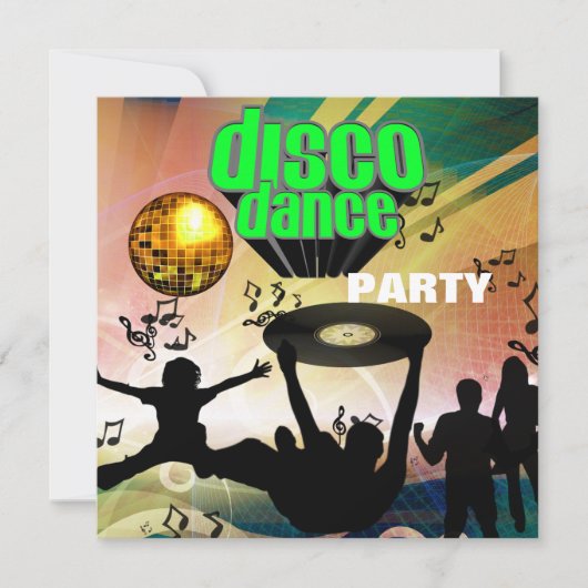 Uitnodiging Disco Dansfeest Retro (Voorkant)