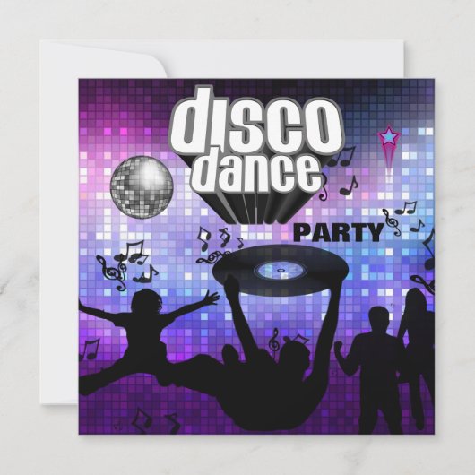 Uitnodiging Disco Dansfeest Retro (Voorkant)