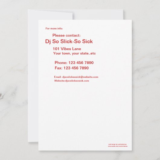 Uitnodiging DJ Club Party (Achterkant)