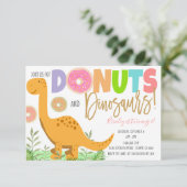 Uitnodiging Donuts and Dinosaurs Party (Staand voorkant)