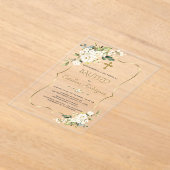 Uitnodiging Doop Met Bloemen Gouden Doopfeest Acryl Uitnodigingen (Laagn)