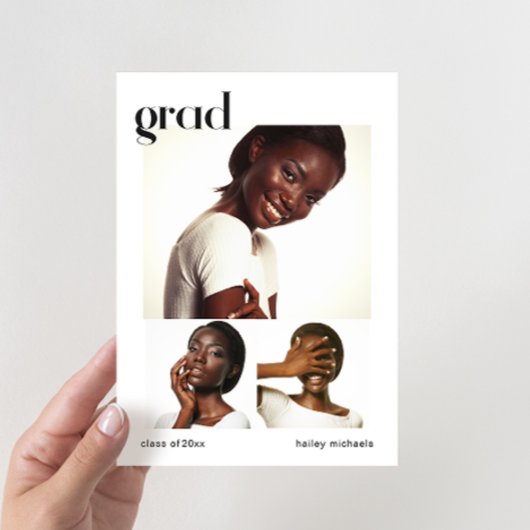 Uitnodiging drie fotocollage graduPartij