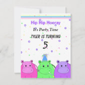 Uitnodiging drie Hippo's partij (Voorkant)