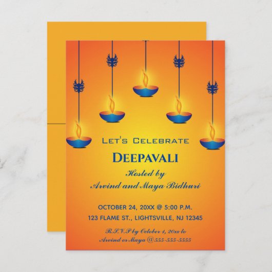 Uitnodiging Editable Deepavali (Voorkant / Achterkant)