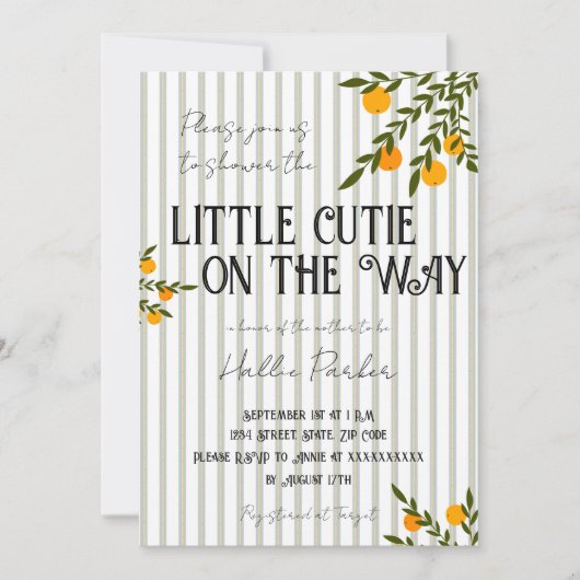 Uitnodiging: een klein schatje is op komst kaart (Voorkant)