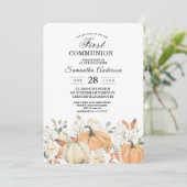 Uitnodiging Eerste Communie | Aquarel Pompoenen (Staand voorkant)