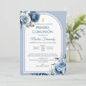 Uitnodiging Eerste Communie Elegante Heilige Commu (Staand voorkant)