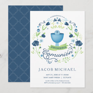 Uitnodiging Eerste Communie - Spaans, Jongenskaart