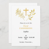 Uitnodiging Eerste Communitie - Verloof kruis (Voorkant / Achterkant)