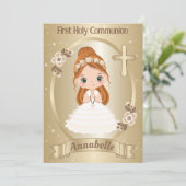 Uitnodiging Eerste Heilige Communie Roodharig Meis (Staand voorkant)