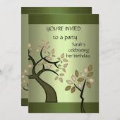 Uitnodiging Elegant Avocado Green Floral (Voorkant / Achterkant)