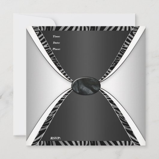 Uitnodiging Elegant Birthday 30th Zebra black Whit (Achterkant)