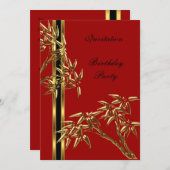 Uitnodiging Elegant Birthday Party Asian Bamboo (Voorkant / Achterkant)