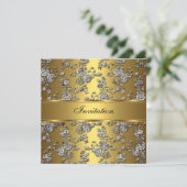 Uitnodiging Elegant Classy Gold Embossed Floral (Staand voorkant)