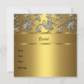 Uitnodiging Elegant Classy Gold Embossed Floral (Achterkant)